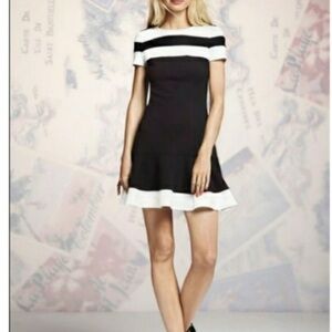 Peter Som Black and White Fit and Flare Mini Dress